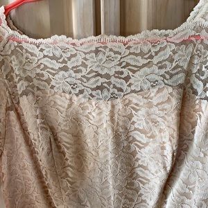 Pale pink all lace retro satin-lined peplum dress